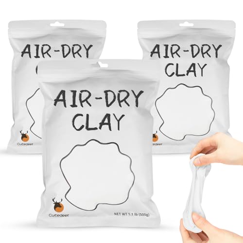 Cutedeer White Air Dry Clay, 3.3lb Foam Modeling Clay, Soft Squishy Molding for Kids Adults, Arts & Crafts Project Slime Supplies(3.3lb - 3 Pack, White) - Image 1