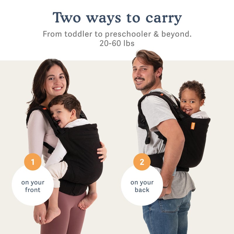 Beco Baby Carrier Toddler Carrier with Extra Wide Seat - 100% Cotton Carrying Backpack Style & Front-Carry,Lightweight & Breathable Child Carrier, Toddler Sling Carrier 20-60 lbs (Metro Black) - Image 2