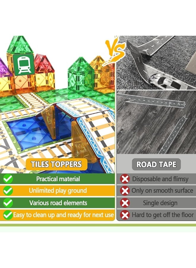 Soyee 56PCS Magnetic Tiles Railroad Toppers Kids Toys Add-on Train Track Playset Playing with Trains Cars Preschool Learning Activities STEM Toys for Age 5-7 - Image 3
