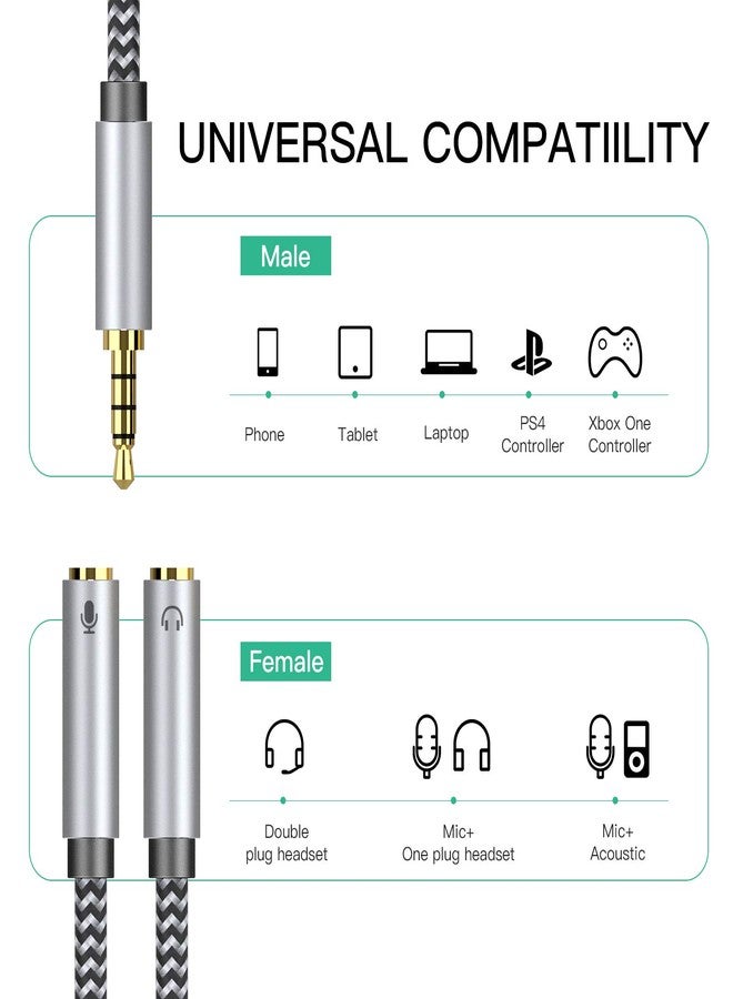 Morelecs 3.5mm Male to Dual 3.5mm Female Headset Splitter with Separate Microphone and Headphone for PC, PS4, Gaming - Image 3