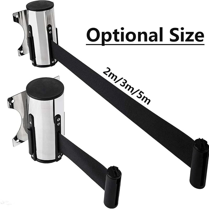 Crowd Control Stanchion, Retractable Belt Barrier, Fixed Wall Mount Retractable Belt Barrier, for Parks Hotel Playground to Control The Number of People-3m - Image 2