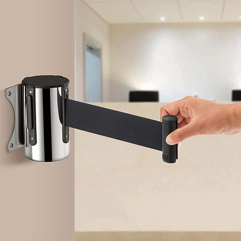 Crowd Control Stanchion, Retractable Belt Barrier, Fixed Wall Mount Retractable Belt Barrier, for Parks Hotel Playground to Control The Number of People-3m - Image 3