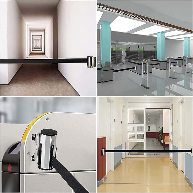 Crowd Control Stanchion, Retractable Belt Barrier, Fixed Wall Mount Retractable Belt Barrier, for Parks Hotel Playground to Control The Number of People-3m - Image 4
