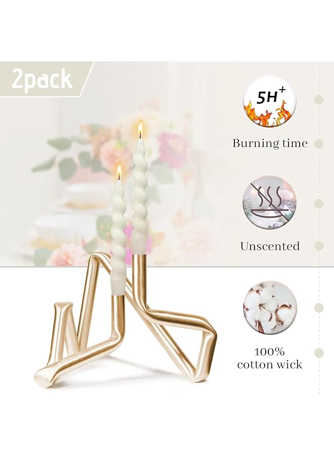 erorex 2Pcs Threaded Candle Smokeless And Odorless Long Pole Twisted Candle Creamy White Non Stinging Twisted Candle Holder Wedding Dinner Party Decoration Creative Favors Fashion Decoration - Image 4
