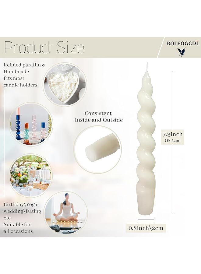 erorex 2Pcs Threaded Candle Smokeless And Odorless Long Pole Twisted Candle Creamy White Non Stinging Twisted Candle Holder Wedding Dinner Party Decoration Creative Favors Fashion Decoration - Image 3