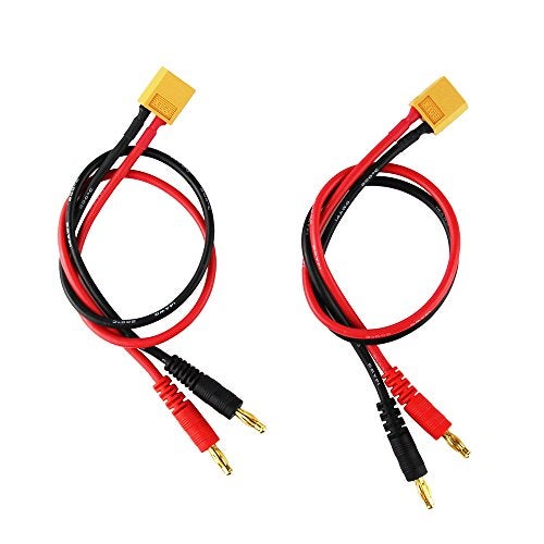 OliYin 2pcs Male XT60 to 4.0 Banana Plug RC Battery Charge Cable 14awg Silicone Wire 30cm 11.8inch (Pack of 2) - Image 1