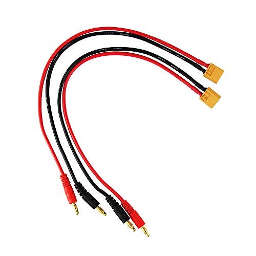 OliYin 2pcs Male XT60 to 4.0 Banana Plug RC Battery Charge Cable 14awg Silicone Wire 30cm 11.8inch (Pack of 2) - Image 2
