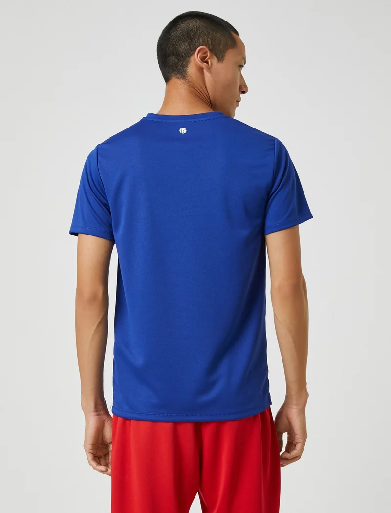KOTON Sports T-Shirt Stripe Printed Crew Neck Breathable Fabric