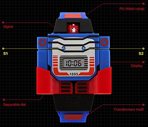 VIGOROSO Boys Children Kids Digital Pu Watch Transformers Bumblebee Cartoon Wristwatch (Blue Band) - Image 4