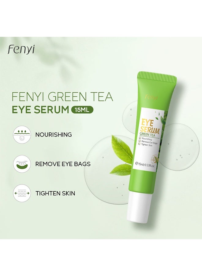 فيني مصل العين بالشاي الأخضر ، لأكياس العين الانتفاخ ، كريم العين بالكافيين مع كرة تدليك بزاوية 360 درجة يقلل من التجاعيد والخطوط الدقيقة ، تحت العينين ، ترطيب ، ترطيب ، شد بشرة العين (شاي أخضر) - Image 3