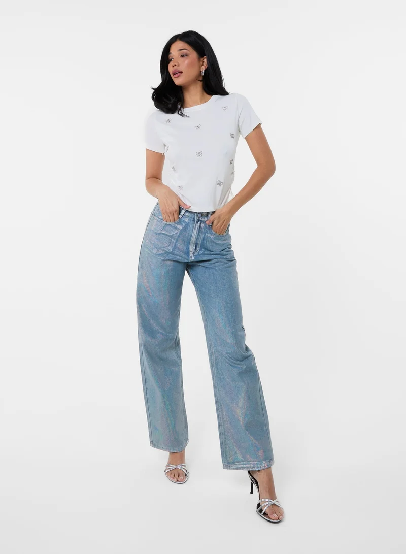 Butterfly Embellished T-Shirt
