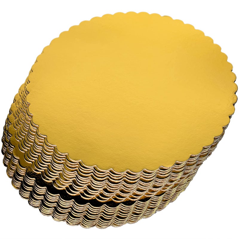 CHERRY 25Pack 12 inch Sturdy Round Cake Boards Gold Cardboard Cake Circles plate Scalloped BasePack of 25
