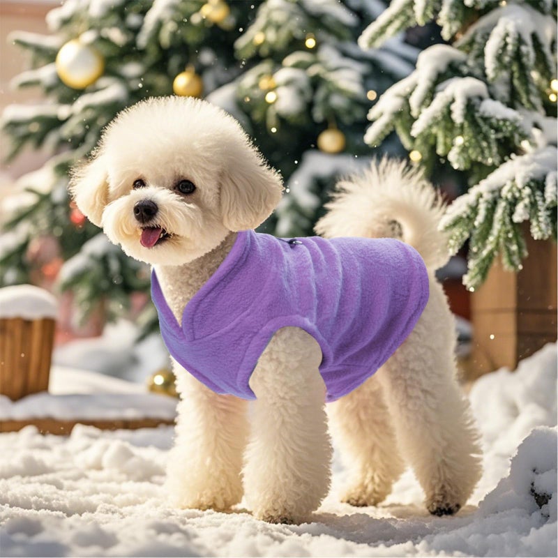 Rbenxia 1 Piece Dog Sweater with Leash Ring Soft Fleece Vest Dog Pullover Warm Jacket Pet Dogs Clothes Winter Dogs Outfits for Small Puppy Cat Pets (Purple, Medium) - Image 5