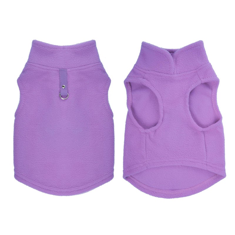 Rbenxia 1 Piece Dog Sweater with Leash Ring Soft Fleece Vest Dog Pullover Warm Jacket Pet Dogs Clothes Winter Dogs Outfits for Small Puppy Cat Pets (Purple, Medium) - Image 3