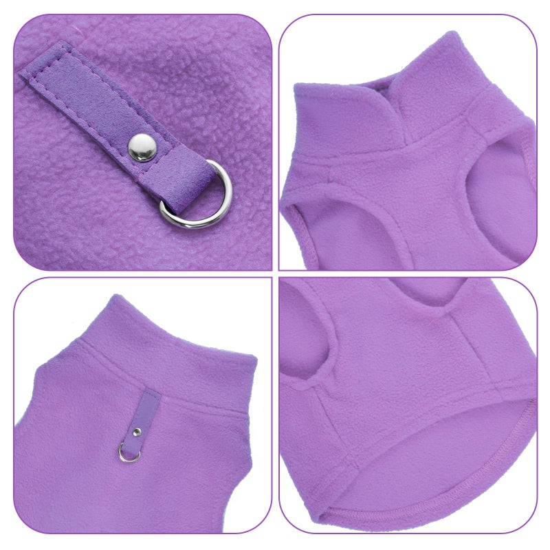 Rbenxia 1 Piece Dog Sweater with Leash Ring Soft Fleece Vest Dog Pullover Warm Jacket Pet Dogs Clothes Winter Dogs Outfits for Small Puppy Cat Pets (Purple, Medium) - Image 2