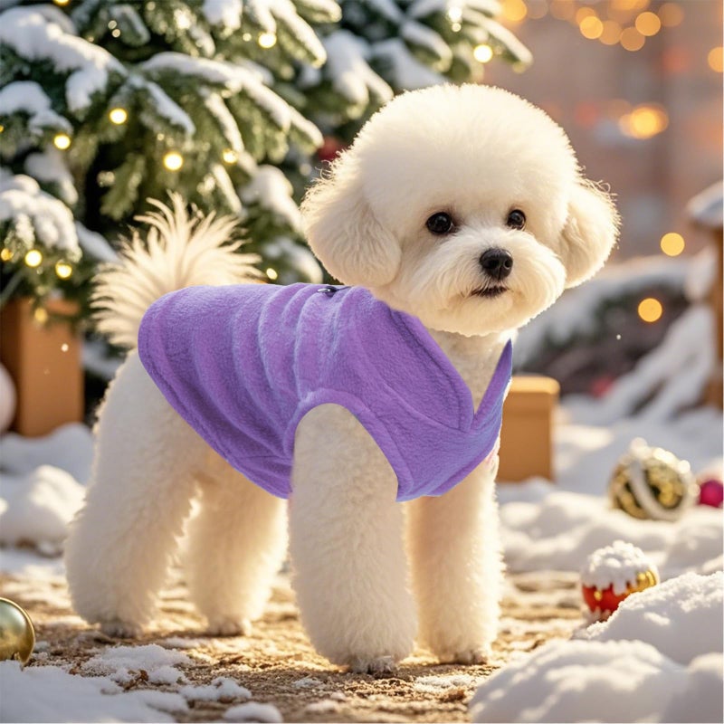 Rbenxia 1 Piece Dog Sweater with Leash Ring Soft Fleece Vest Dog Pullover Warm Jacket Pet Dogs Clothes Winter Dogs Outfits for Small Puppy Cat Pets (Purple, Medium) - Image 4