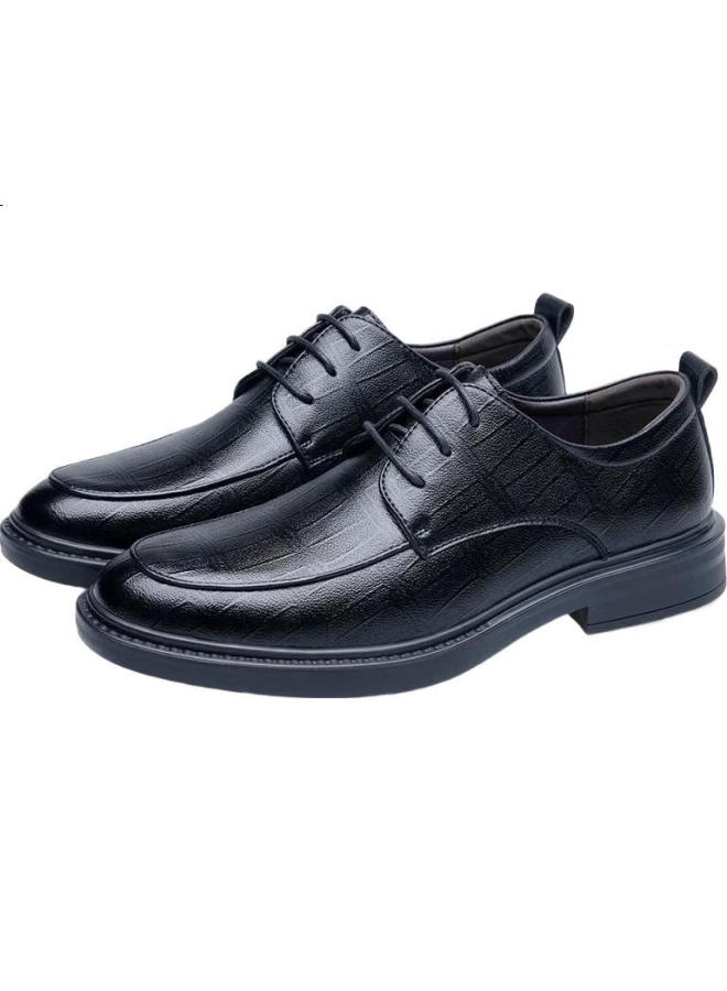 Beioutu Leather Shoes For Men, Business Formal Shoes, British Fashion Lace-Up Wedding Korean Style Men'S Shoes 1959 Black 41 - Image 2