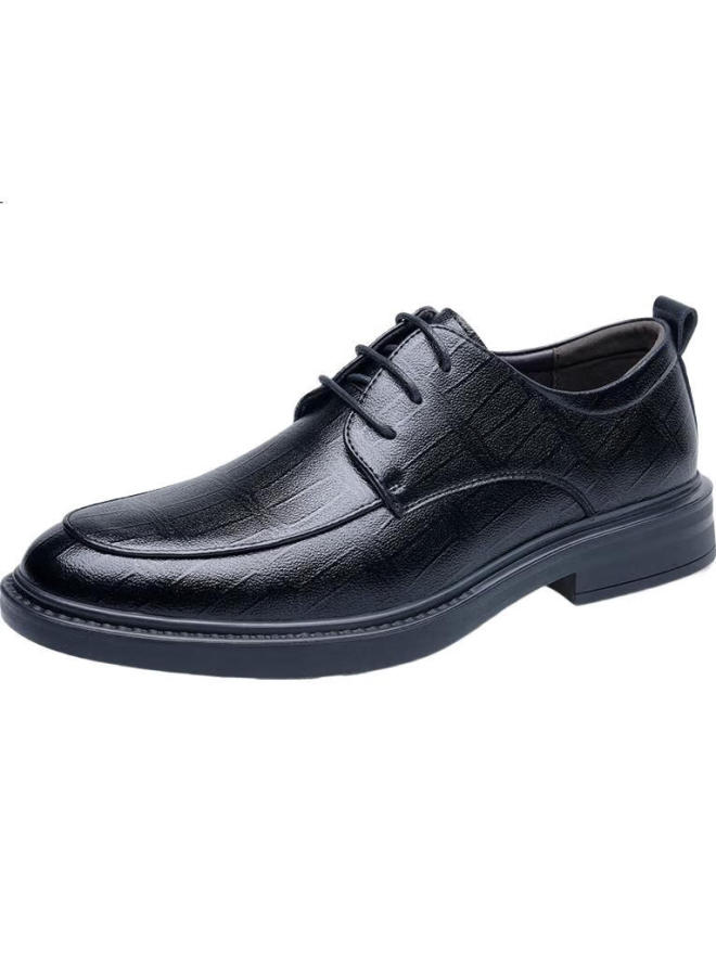 Beioutu Leather Shoes For Men, Business Formal Shoes, British Fashion Lace-Up Wedding Korean Style Men'S Shoes 1959 Black 41 - Image 3