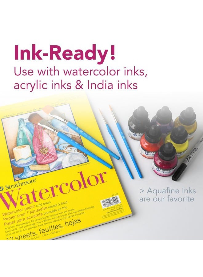 Strathmore 300 Series Watercolor Paper Pad, Top Wire Bound, 9x12 inches, 12 Sheets (140lb/300g) - Artist Paper for Adults and Students - Watercolors, Mixed Media, Markers and Art Journaling - Image 4