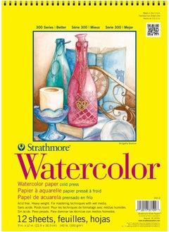 Strathmore 300 Series Watercolor Paper Pad, Top Wire Bound, 9x12 inches, 12 Sheets (140lb/300g) - Artist Paper for Adults and Students - Watercolors, Mixed Media, Markers and Art Journaling  - Image 1