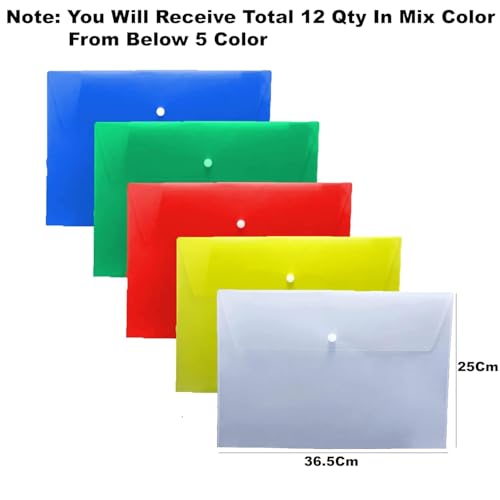 Shuban Heavy Duty A4 File Folder | Waterproof Document Organizer | Button Closure File for Certificates, Bills & Papers Storage(12 Pcs) - Image 2