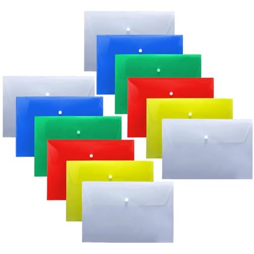 Shuban Heavy Duty A4 File Folder | Waterproof Document Organizer | Button Closure File for Certificates, Bills & Papers Storage(12 Pcs) - Image 1