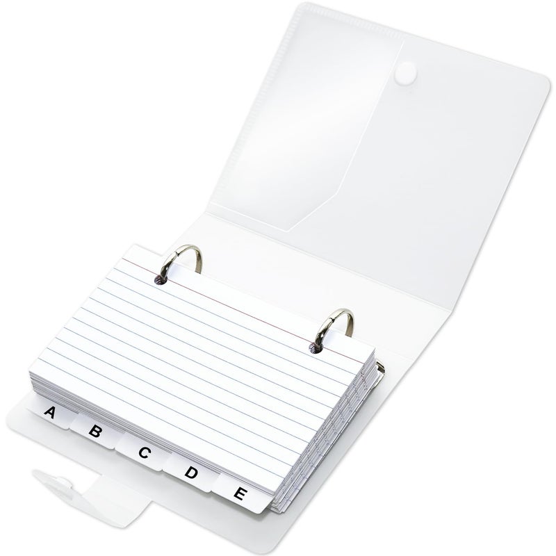 Olivo 3x5 Lined Index Cards with Ring Binder Holder and Dividers, 100 Ruled Cards, White - Image 1