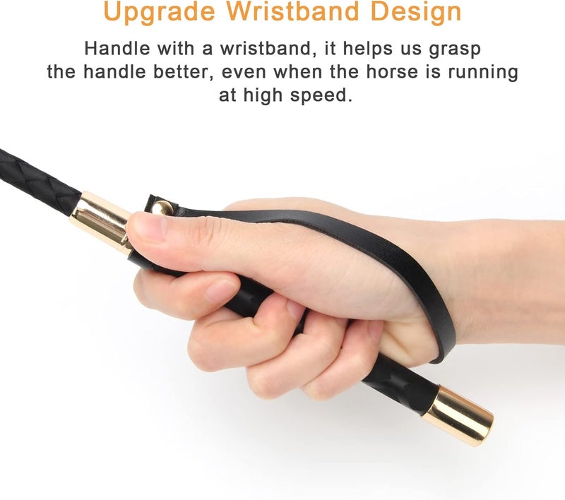 Coolrunner Riding Crop for Horse, 18 Inch Horse Whip with PU Leather Equestrianism Horse Crop Double Slapper Horse Whip Black Crops for Horses - Image 5