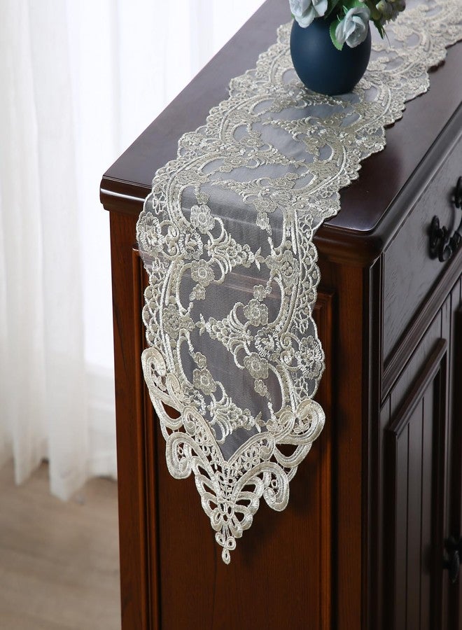 Vetableclothlve Vintage Lace Table Runner, Beige Crochet Lace Table Runners Macrame Embroidered Doilies for Furniture,Wedding Party Table Dector(Beige, 10 x 47 Inch) - Image 2