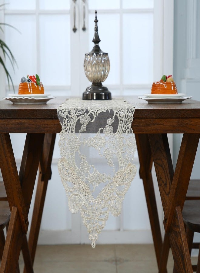 Vetableclothlve Vintage Lace Table Runner, Beige Crochet Lace Table Runners Macrame Embroidered Doilies for Furniture,Wedding Party Table Dector(Beige, 10 x 47 Inch) - Image 5