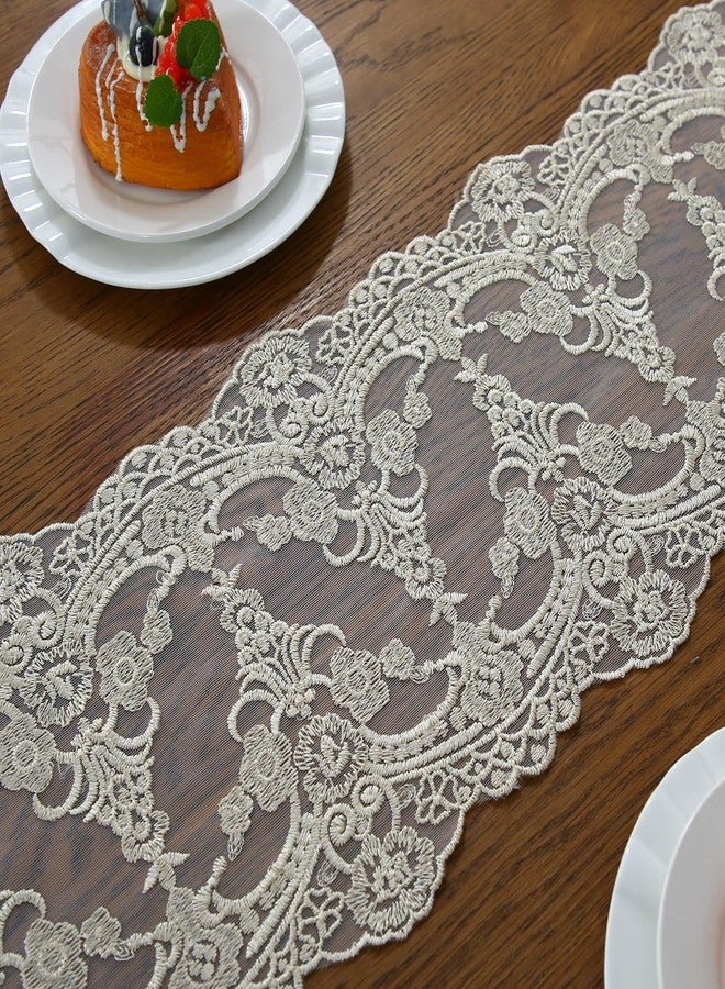 Vetableclothlve Vintage Lace Table Runner, Beige Crochet Lace Table Runners Macrame Embroidered Doilies for Furniture,Wedding Party Table Dector(Beige, 10 x 47 Inch) - Image 4
