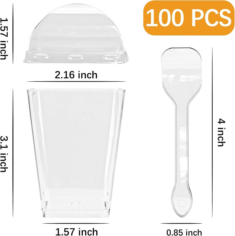 YunKo 5 oz Dessert Cups with Lids and SpoonsClear Mini Parfait Cups Appetizer Cups Jello Pudding Shooter Cups Small Fruit Cups Cake Jars Great for Party 100 Pack - Image 4