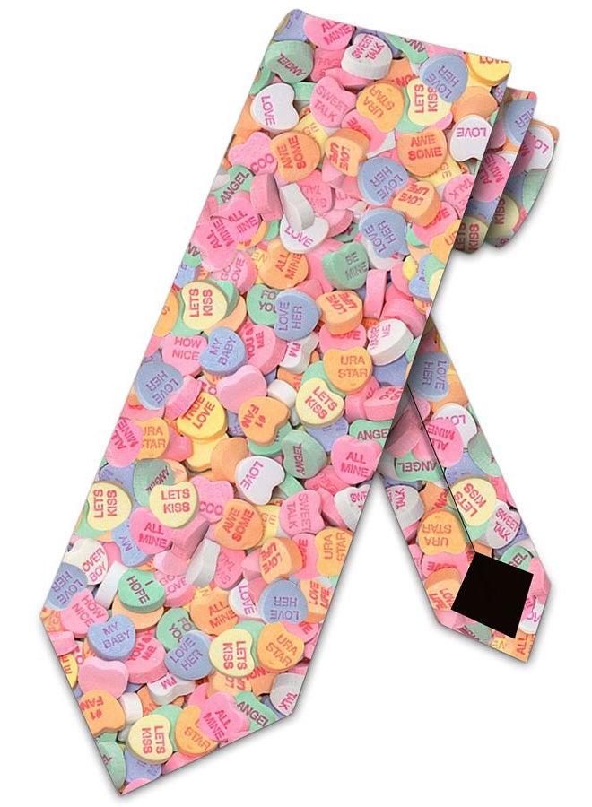Three Rooker Valentines Day Ties Candy Heart Mens Necktie - Image 1