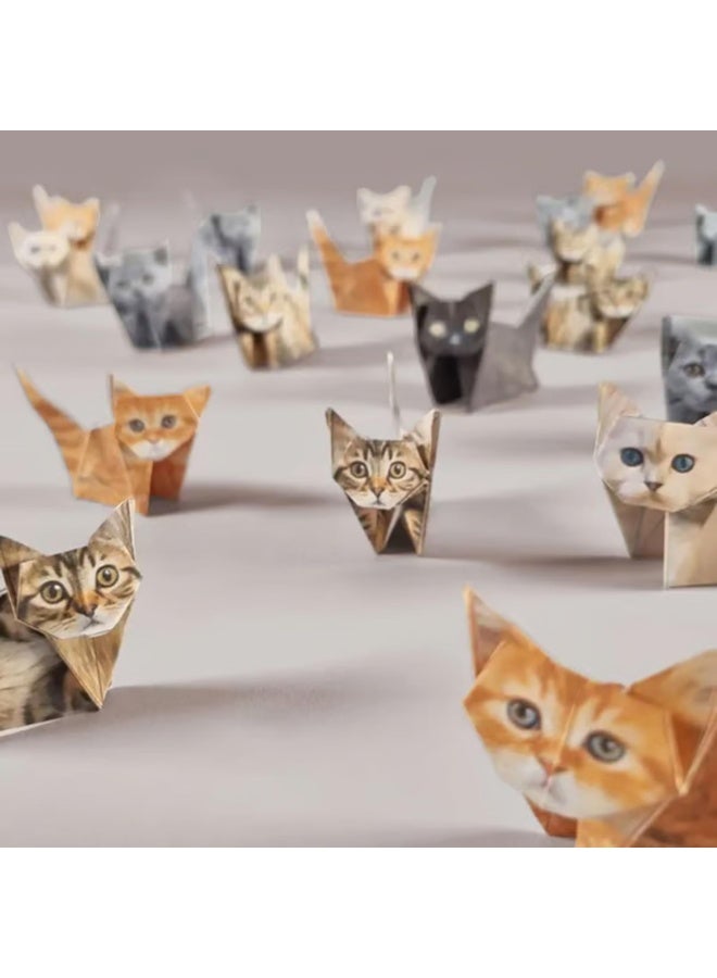 DIY Paper Cats Kit, Cute Kitten Origami Papercraft Kit, Fun 3D Paper Dog & Cat & Dinosaur Models, Animal Papers Sculpture for Teens & Adults, Decorative Papercraft Craft Set, DIY Art Gift (Cat) - Image 5