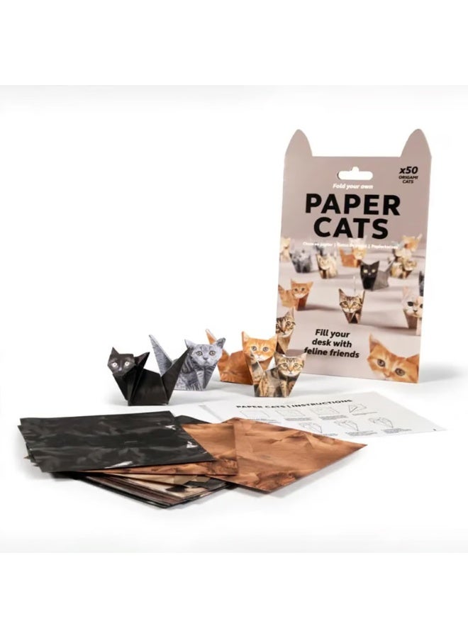 DIY Paper Cats Kit, Cute Kitten Origami Papercraft Kit, Fun 3D Paper Dog & Cat & Dinosaur Models, Animal Papers Sculpture for Teens & Adults, Decorative Papercraft Craft Set, DIY Art Gift (Cat) - Image 3
