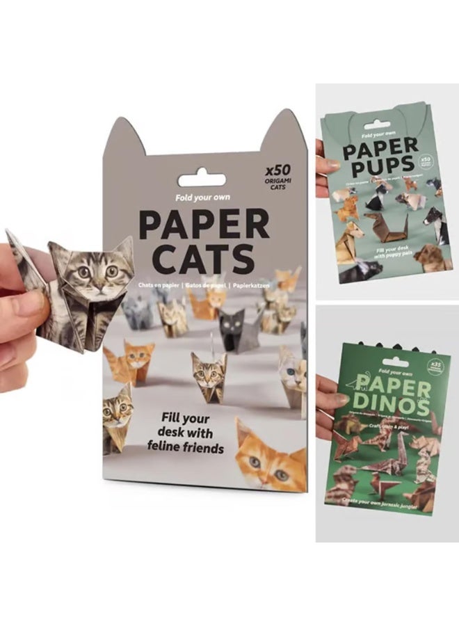 DIY Paper Cats Kit, Cute Kitten Origami Papercraft Kit, Fun 3D Paper Dog & Cat & Dinosaur Models, Animal Papers Sculpture for Teens & Adults, Decorative Papercraft Craft Set, DIY Art Gift (Cat) - Image 2