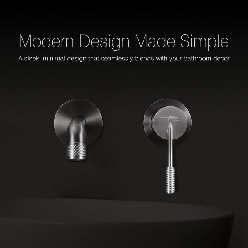 hindware خلاط حوض مخفي من مجموعة هيندوير الإيطالية مع جسم لتركيب على الحائط في الحمام مصنوع من الفولاذ المقاوم للصدأ بتشطيب معدني رمادي رفيع يعمل بواسطة رافعة مجموعة إيفينكو ضمان المصنع لمدة 5 سنوات - Image 2