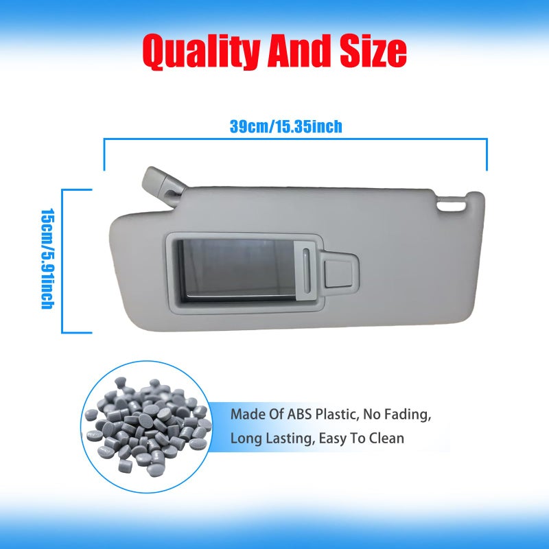 Sun Visor Replacement Fit for Volkswagen Jetta 2019-2021 Golf Mk7 - Gray Driver Left & Passenger Right Side with Mirror - OE 5GG857551 for Volkswagen Owners - Image 4