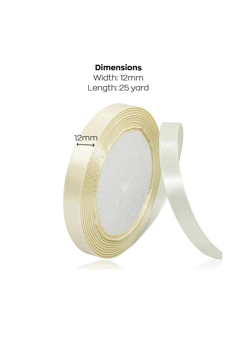 MARKQ Vanilla Satin Ribbon, 12mm x 25yd Fabric Polyester Ribbon for Gift Wrapping, Party Favors, Wedding Decorations, Bow Making, Bouquets, Sewing Projects & Craft Supplies  - Image 2