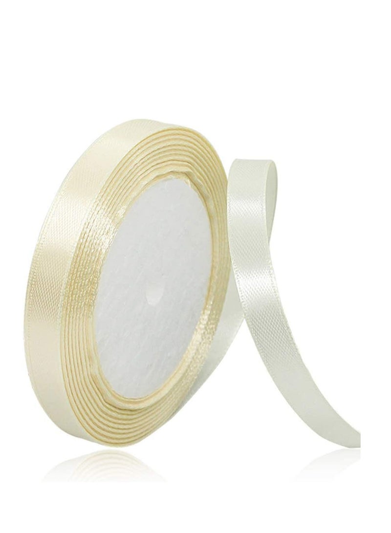 MARKQ Vanilla Satin Ribbon, 12mm x 25yd Fabric Polyester Ribbon for Gift Wrapping, Party Favors, Wedding Decorations, Bow Making, Bouquets, Sewing Projects & Craft Supplies  - Image 1