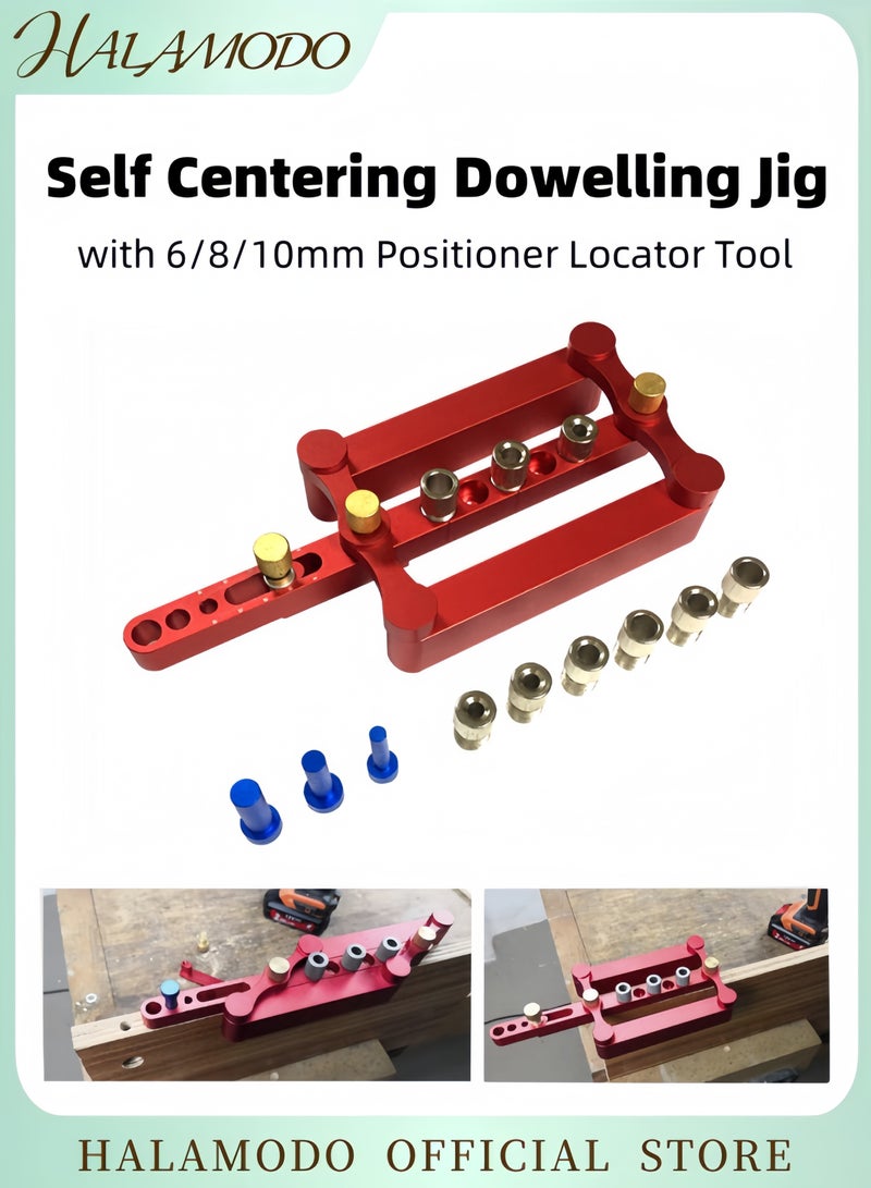 HALAMODO Red 23 x 15 x 6 cm Self-Centering Doweling Jig - Image 1