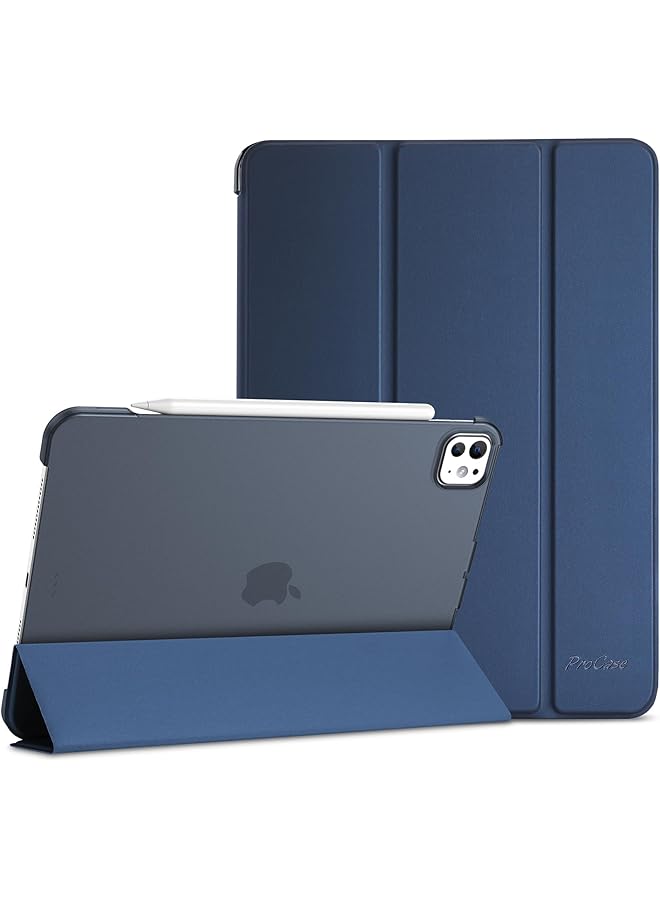 Procases Smart Case For Ipad Pro 11 Inch Case M4 2024 Model: A2836 A2837 A3006 Slim Folio Stand Hard Back Shell Protective Tablet Cover For 5Th Generation Ipad Pro 11 Inch M4 2024 -Navy - Image 1