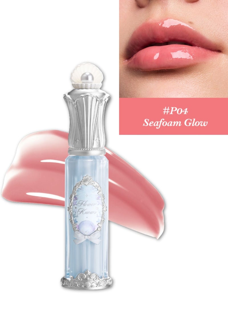 فلاور نوز Shell's Jewel Nourishing Lip Glaze with Hydrating Essence and Glossy Shine  3-in-1 Lip Oil, Gloss u0026 Treatment –  P04 Seafoam Glow - Image 1
