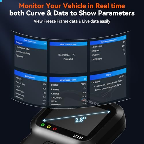 CGSULIT جهاز فحص OBD2، CGSULIT SC103 قارئ رموز السيارة لتشخيص ضوء فحص المحرك وفحص الدخان وأداة مسح DTCs وتدفق البيانات الحية واختبار الجهد للمركبات منذ 1996 - Image 4