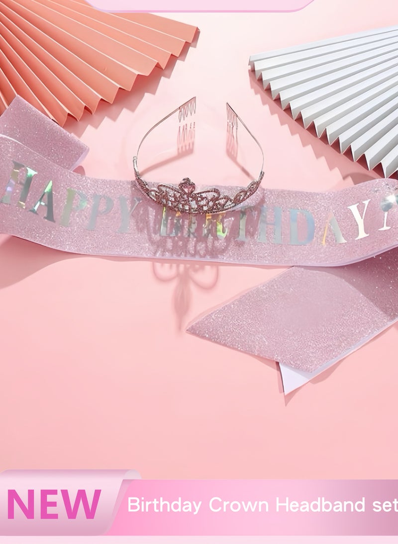 Birthday Crown Headband set: "Happy Birthday" Sash, Queen Theme Hairband, Birthday Photo Prop & Scene Decor.  - Image 2