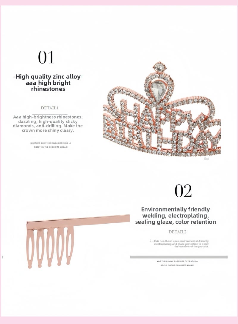 Birthday Crown Headband set: "Happy Birthday" Sash, Queen Theme Hairband, Birthday Photo Prop & Scene Decor.  - Image 3