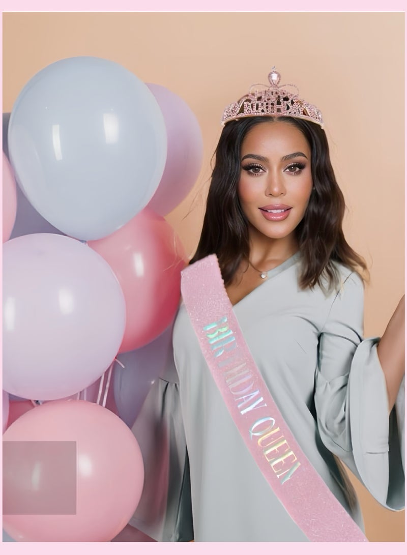 Birthday Crown Headband set: "Happy Birthday" Sash, Queen Theme Hairband, Birthday Photo Prop & Scene Decor.  - Image 5