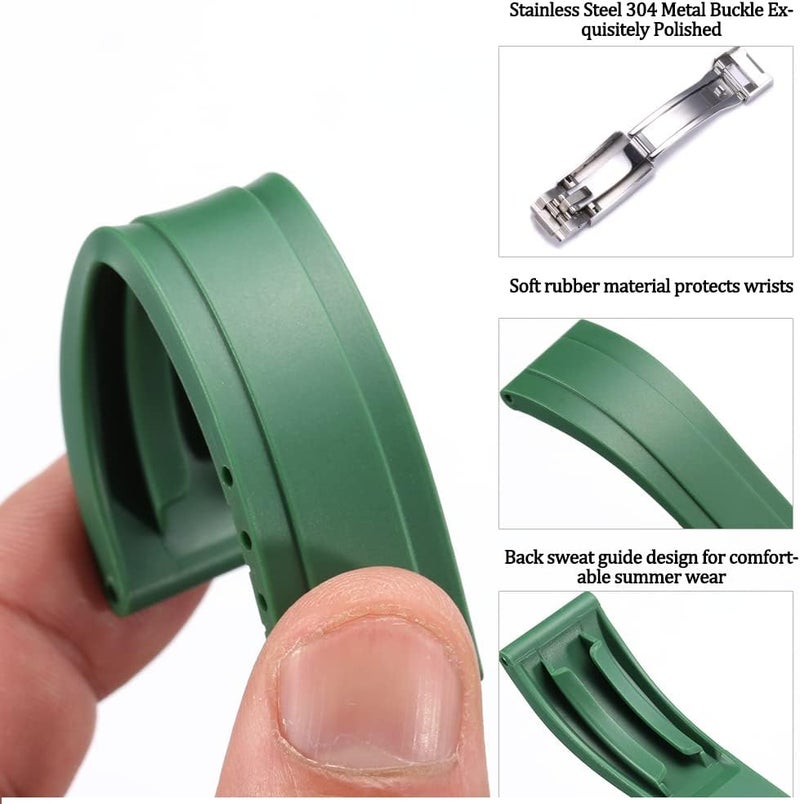 MCXGL Rubber Watch Band Compatible with Yacht Master Oysterflex Submariner GMT Daytona 20mm Strap Waterproof Bracelet Watch Accessories - Image 4