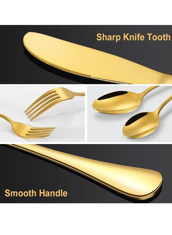 Joshberg - 24 Pieces Cutlery Set， Mirror Polished Cutlery Set,Dishwasher Safe Knife Fork Spoon Tableware set(Gold) - Image 1