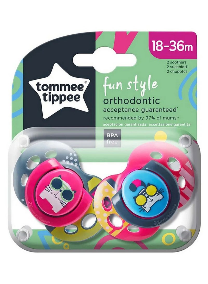 Tommee Tippee UK Fun Style Soother Dummies for Newborns Colours and Designs Vary - Pack of 2 - Image 1